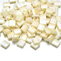 10g Miyuki Full Tila Square Seed Beads 5x5mm, Opaque Rainbow Ivory (TL-486)