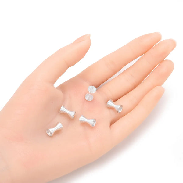 100pcs Large Hole Double Side Wire Coil Spring Beads, Sterling Silver Plated Brass, 11x7mm, Hole ID 5mm, CF113-1