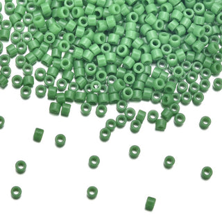 7.5g Miyuki Delica 10/0 Tube Seed Beads, Opaque Green DBM724