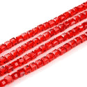 100pcs Creative Club Faceted Cube Crystal Glass Beads, Light Siam Red, 8mm, Hole ID 1mm, CCC806