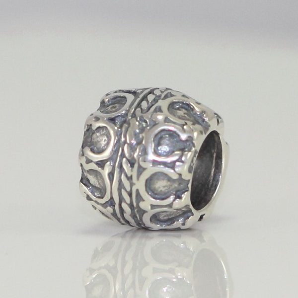 1pc Solid 925 Sterling Silver OX Horn Pattern Bead Charm, Compatible with Pandora All Other Charm Bracelet, EC147