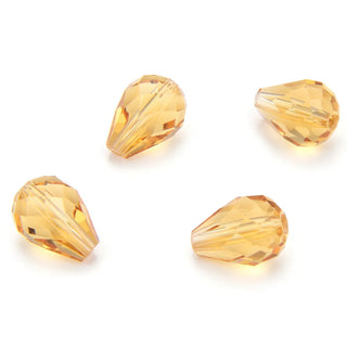 24pcs Adabele Austrian Faceted Teardrop Crystal Beads #5500, Golden Champagne, 10mm x 8mm, Hole ID 1.1mm, SST-1028