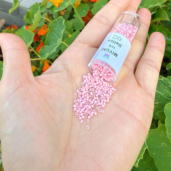 7.5g Miyuki Delica 11/0 Seed Beads, Opaque Glazed Rosewater (Pink) DB1906