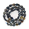 Natural Blue Tiger Eye Gemstone Oval Tumbled Pebble Beads, Irregular, 6mm to 8mm, Hole ID 1mm, 15 Inch/1 Strand, GZ11-28
