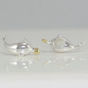 1pc Cute Real Solid Sterling Silver Charm Dolphin with Golden Heart Bead, Compatible with Pandora All Other Charm Bracelets, EC371