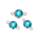 10pcs Grade A December Blue Birthstone Links, Sterling Silver Plated Brass, Size Selections: 6mm/8mm
