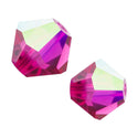 100pcs Preciosa Faceted Bicone Crystal Beads, Fuchsia AB, Size Selections: 3mm/4mm/6mm