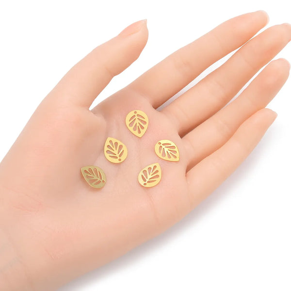 20pcs Raw Brass Leaf Pendant Drop Connector, Unplated/Uncoated, Size Selections: 13.8mm/30mm