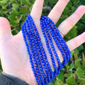 Natural Sapphire Blue Jade Gemstone Faceted Round Beads, 4mm/Small, Hole ID 0.9mm, 2 Strands/28 Inch Total, GH-B8