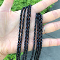 Natural Jet Black Quartz Gemstone Faceted Rondelle Beads, 3x2mm/Small Tiny, Hole ID 0.8mm, 13 Inch/1 Strand, GH2R-5