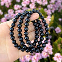 1 Strand Stretch Natural Black Agate Beaded Gemstone Bracelet, 8mm Bead, Length Selections: 7 inch/7.5 inch/8 inch/8.5 inch