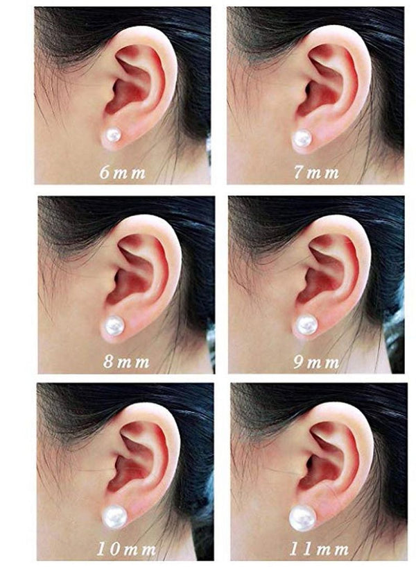 1 Pair 925 Sterling Silver Natural White Freshwater Pearl Stud Earrings, AAAA Grade Super High Luster Pearls, Pearl Size Selections: 6-6.5mm, 7-7.5mm, 8-8.5mm, 9-9.5mm