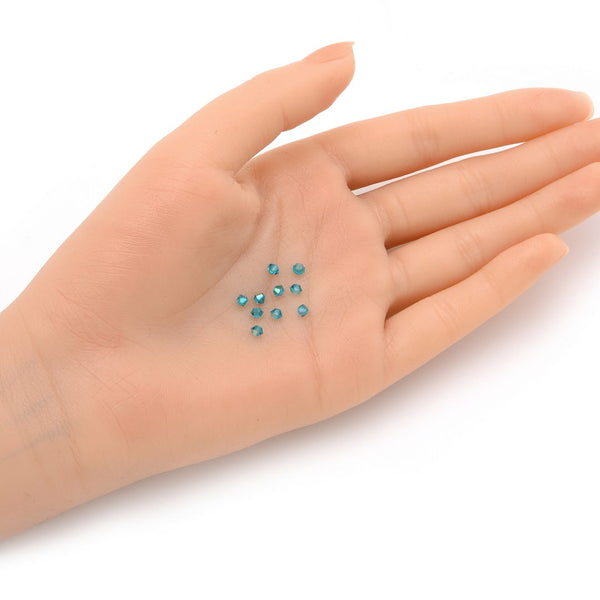 100pcs Preciosa Faceted Bicone Crystal Beads, Blue Zircon AB, Size Selections: 3mm/4mm/6mm