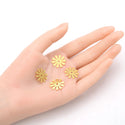 10pcs 18mm 10-Petal Flower Links, Tarnish Resistant, 18K Yellow Gold Plated Brushed Brass, BF-B7