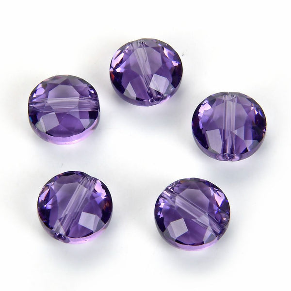 25pcs Adabele Austrian Faceted Flat Round Coin Crystal Beads #5052, Tanzanite Purple, 8mm, Hole ID 1mm, SSMR826
