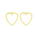 10pcs 21mm 2-Hole Valentine Heart Drop Pendants, Tarnish Resistant, 18K Yellow Gold Plated Brushed Brass, BF-C4