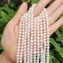Adabele Natural AA Grade Potato Round Pearl Beads, White Cultured Freshwater Pearls, 6-7mm, 1 Strand/14 Inch, FP1-67