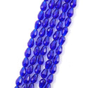 120pcs Creative Club Faceted Teardrop Crystal Glass Beads, Center Drilled, Cobalt Blue, 12x8mm, Hole ID 1mm, CCT-1225