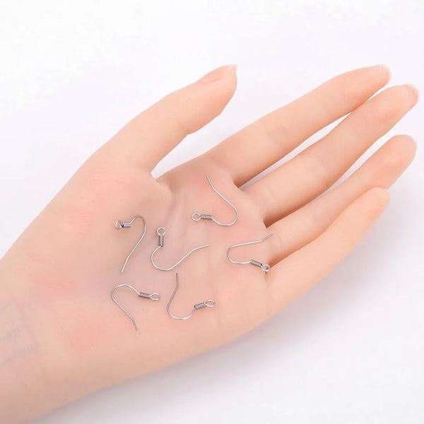 100pcs 316 Stainless Steel 20mm Fish Earring Hooks – 0.7mm Wire