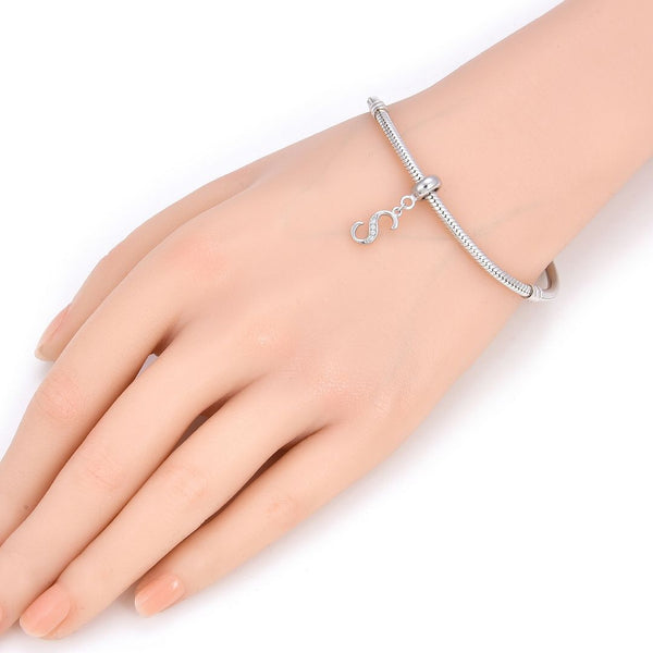 1pc 925 Sterling Silver Letter S, Alphabet Charm Pendant Drop, 18mm Long, Hole ID 4.5mm, EC3-A19
