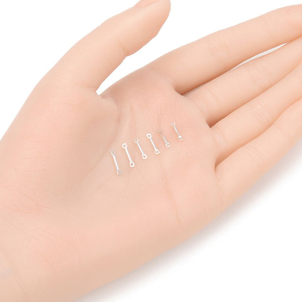 100pcs 2-Hole Bar Link, Sterling Silver Plated Brass, Hole ID 1.2mm, Length Selection: 10mm/15mm/20mm/25mm/30mm