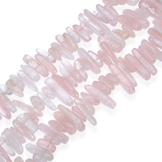 Natural Rose Quartz Pink Crystal Gemstone Stick Point Beads, Irregular, 7mm-23mm Long, Hole ID 1mm 1 Strand/15 Inch, GZ5-10