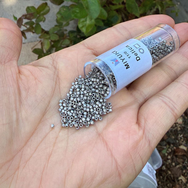 7.5g Miyuki Delica 11/0 Seed Beads, Transparent Matte Nickel-Plated DB321