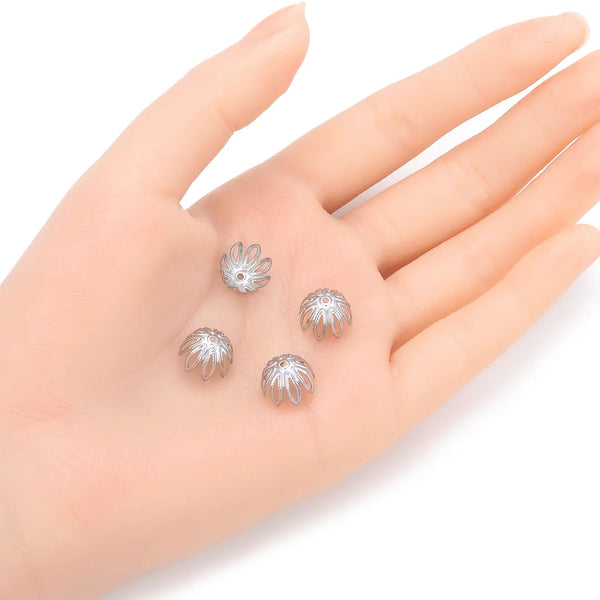 100pcs 10mm 304 Stainless Steel Bead Caps – Hypoallergenic Surgical Grade End Caps