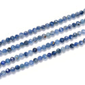 Natural Blue Kyanite Gemstone Tiny Small Faceted Round Beads, 3mm, Hole ID 0.6mm, 15 Inch/1 Strand, GK3-21