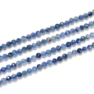 Natural Blue Kyanite Gemstone Tiny Small Faceted Round Beads, 4mm, Hole ID 0.6mm, 15 Inch/1 Strand, GK4-21