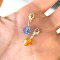1 Set/12pcs Mixed Clip On Dangle Birthstone Charm Drops, 10mm Bicone Crystal Beads, Sterling Silver Plated Clasps, BL2