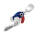 Cute Real Solid Sterling Silver Blue Parrot Charm Bird Bead, Compatible with Pandora All Other...