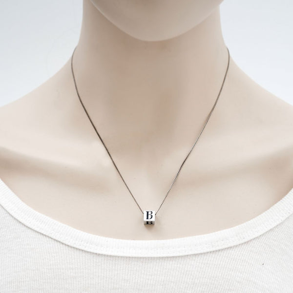 1pc Solid Sterling Silver Alphabet Letter B Name Initial Bead, Compatible with Pandora all Other Charm Bracelets, EC651
