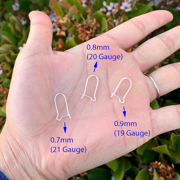 10pcs 925 Sterling Silver Kidney Earring Hooks, 18mm Long, Wire Gauge/Diameter Selections: 0.7mm/0.8mm/0.9mm