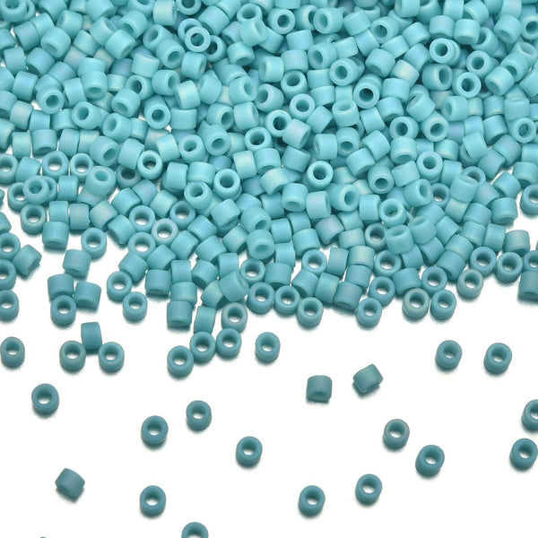 7.5g Miyuki Delica 11/0 Seed Bead Opaque Matte Rainbow Turquoise Blue DB878
