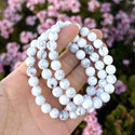 1 Strand Stretch Natural White Howlite Beaded Gemstone Bracelet, 8mm Bead, Length Selections: 7 inch/7.5 inch/8 inch/8.5 inch
