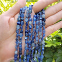 Natural Kyanite Blue Crystals Gemstone Oval Tumbled Pebble Beads, Irregular, 6mm to 8mm, Hole ID 1mm, 15 Inch/1 Strand, GZ11-38