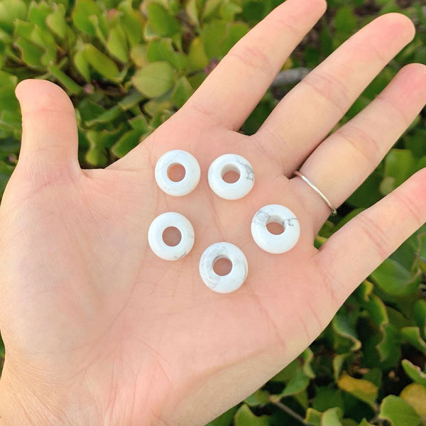 10pcs Natural White Howlite Gemstone Donut Rondelle Beads,14x8mm, Hole ID 5.6mm, GW-A5