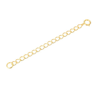 2pcs Sterling Silver Chain Extender with Clasp, 18K Yellow Gold Plated Cable Chain Extension, Length Selections: 2 inch/3 inch/4 inch/5 inch/6 inch