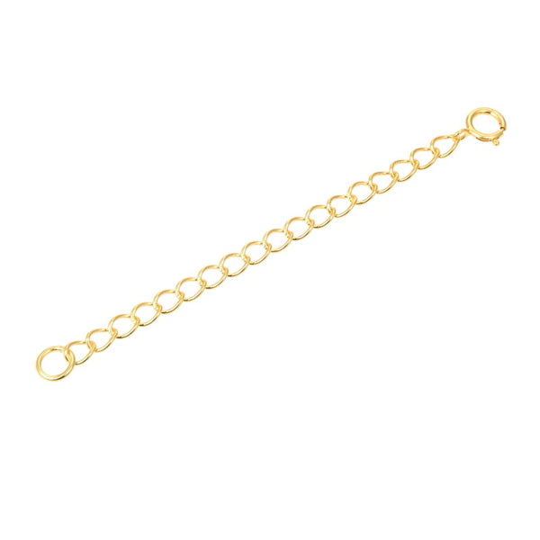 2pcs Sterling Silver Chain Extender with Clasp, 18K Yellow Gold Plated Cable Chain Extension, Length Selections: 2 inch/3 inch/4 inch/5 inch/6 inch