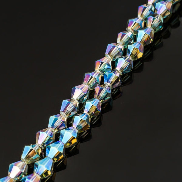 250pcs Creative Club Faceted Bicone Crystal Glass Beads, Green Peridot Shimmer, 6mm (0.24 Inch), Hole ID 1mm, CCB636