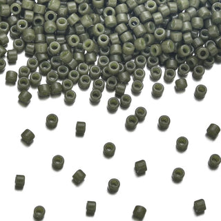 30g Miyuki Delica 11/0 Seed Beads, Duracoat Opaque Dyed Olive DB2357