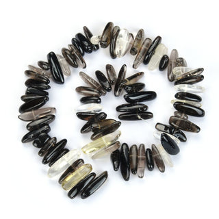 Natural Multi-Color Smoky Quartz Gemstone Stick Point Beads, Irregular, 7mm-23mm Long, Hole ID 1mm 1 Strand/15 Inch, GZ5-22