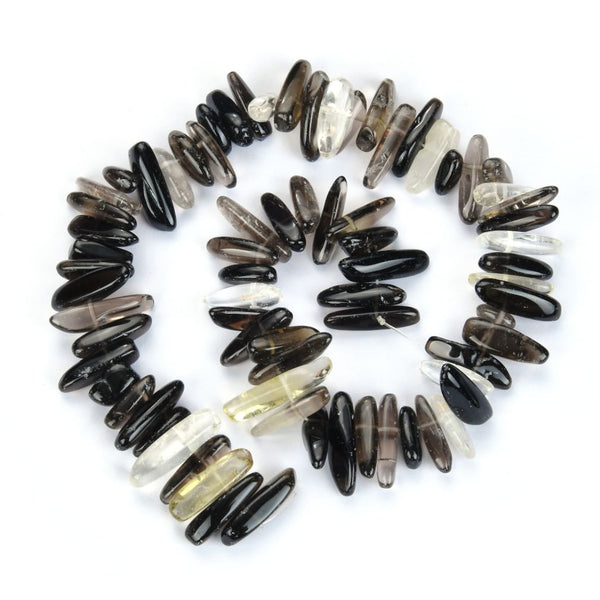 Natural Multi-Color Smoky Quartz Gemstone Stick Point Beads, Irregular, 7mm-23mm Long, Hole ID 1mm 1 Strand/15 Inch, GZ5-22