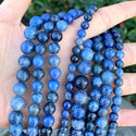 Natural Blue Dumortierite Gemstone Round Beads, 1 Strand/15 Inch, Size Selections: 4mm/6mm/8mm/10mm