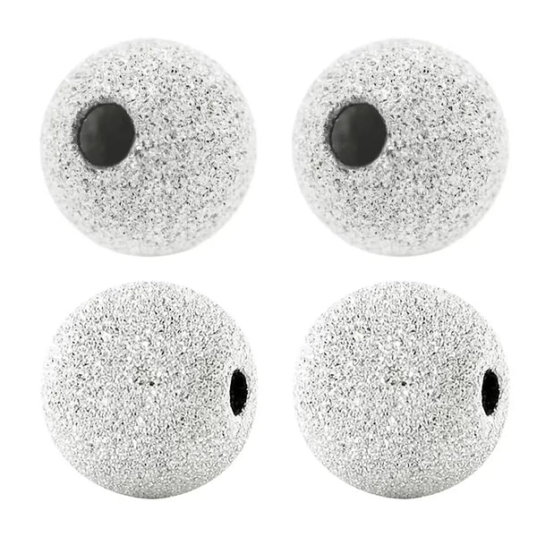 20pcs 925 Sterling Silver Sparkle Stardust Round Spacer Beads, 4mm, Hole ID 1mm, SS245-4