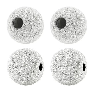 10pcs 925 Sterling Silver Sparkle Stardust Round Spacer Beads, 6mm, Hole ID 1.3mm, SS245-6