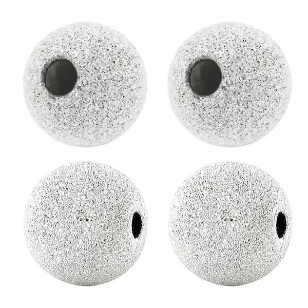 10pcs 925 Sterling Silver Sparkle Stardust Round Spacer Beads, 6mm, Hole ID 1.3mm, SS245-6
