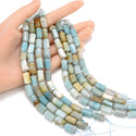 Natural Multi-color Blue Amazonite Gemstone Faceted Tube Beads, 12x7mm, Hole ID 1mm, 15 Inch/1 Strand, GZ8-6