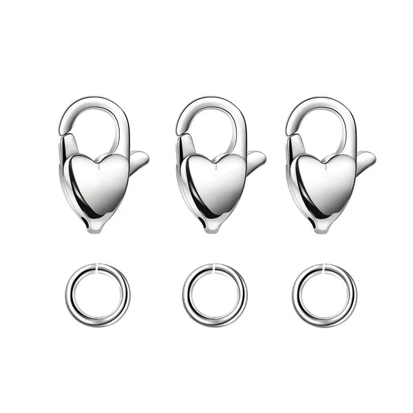 10pcs 304 Stainless Steel Heart Trigger Clasps with Jump Rings (14mm/16mm)
